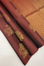 VSS404 - dark maroon color body, pallu , blouse pure silk saree