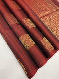 VSS392 - maroon color body, pallu , blouse pure silk saree