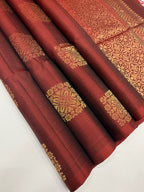VSS392 - maroon color body, pallu , blouse pure silk saree