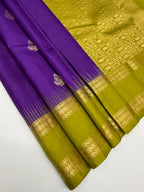 VSF914 - violet color body , mehandi green color pallu,blouse - Pure silk saree